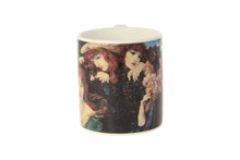 Load image into Gallery viewer, Mug with a design inspired by a painting of a red-haired lady with two angels in the corner.